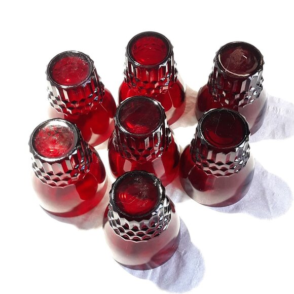 Windsor Royal Ruby by Anchor Hocking 7- 10 Oz Flat Tumblers Holiday Christmas - Picture 4 of 5